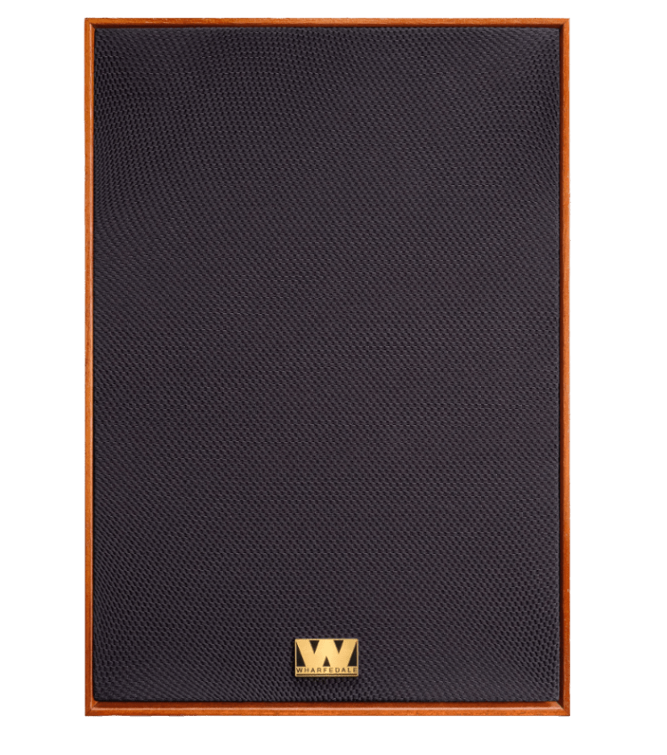Wharfedale Super Denton Heritage Speakers in Mahogany. Individual speaker, front with grille