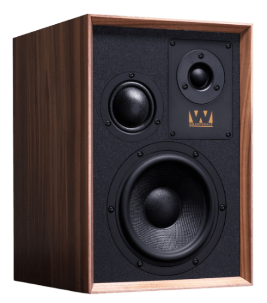 Wharfedale Super Denton Heritage Speakers in Walnut, individual speaker, angled without grille