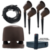 Outdoor Garden 4.1 Volt Ohm Speaker System Powered by the WiiM Amplifier, system components.