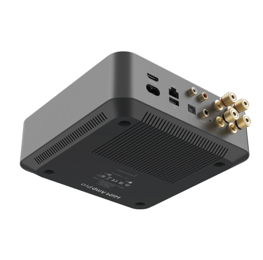 WiiM Amp Pro Multi-Room Streaming Amplifier, back, angled