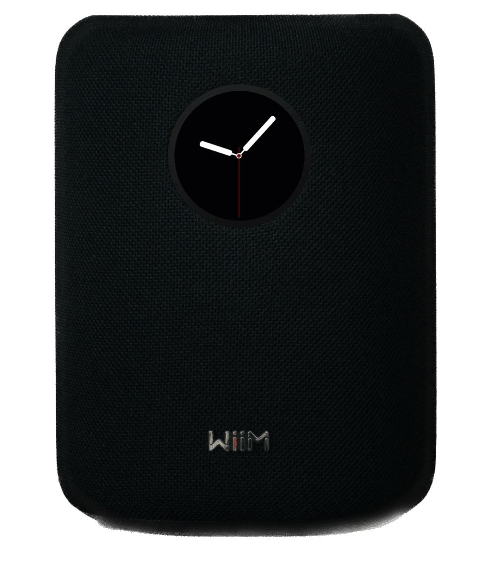 WiiM Sound Smart Speaker in Black with clock display