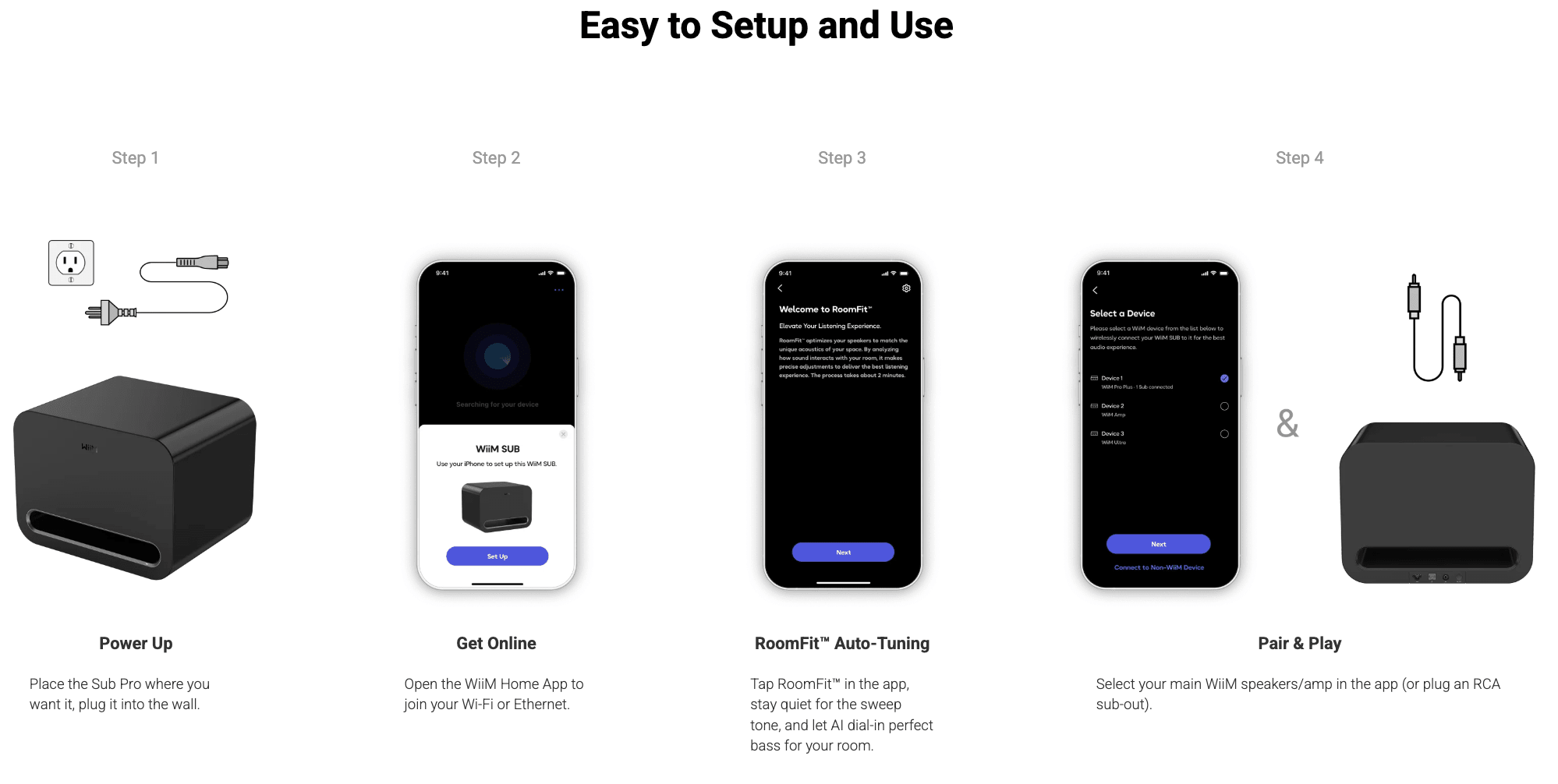 WiiM Sub Pro Wireless Subwoofer, set up guide