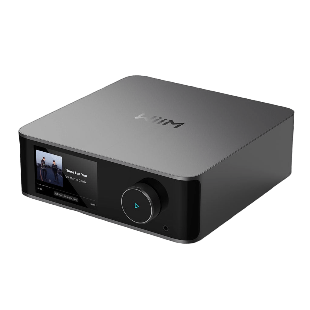 WiiM Ultra Wireless Audio Streamer in space grey, angled