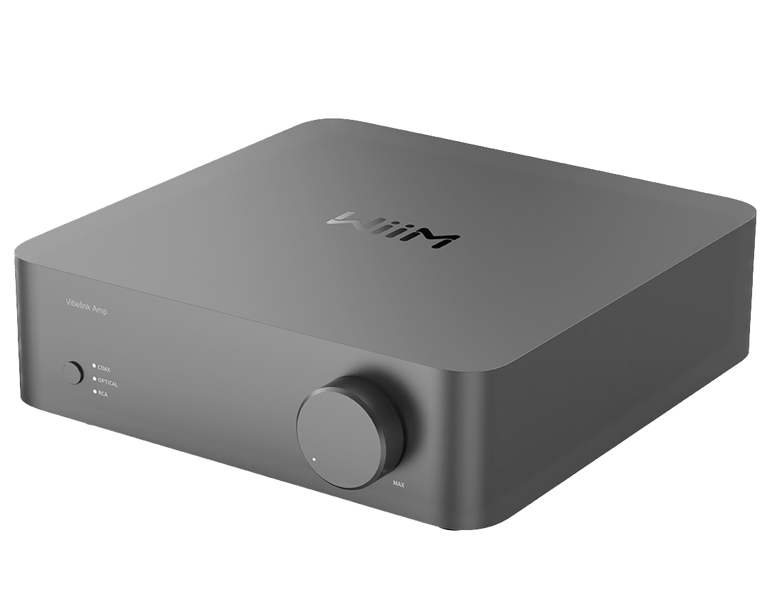 WiiM Vibelink Amp in Space Grey, Angled