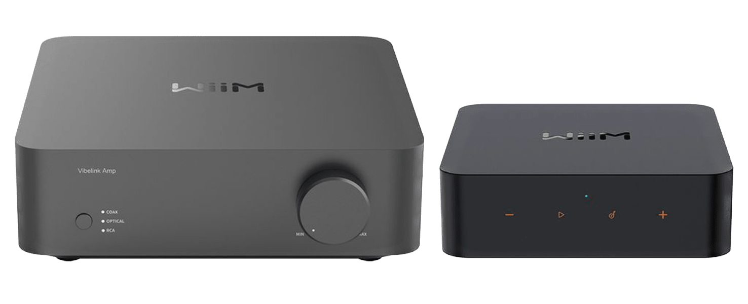 WiiM Vibelink Amp Power Amplifier with PRO Plus Audio Streamer, side by side