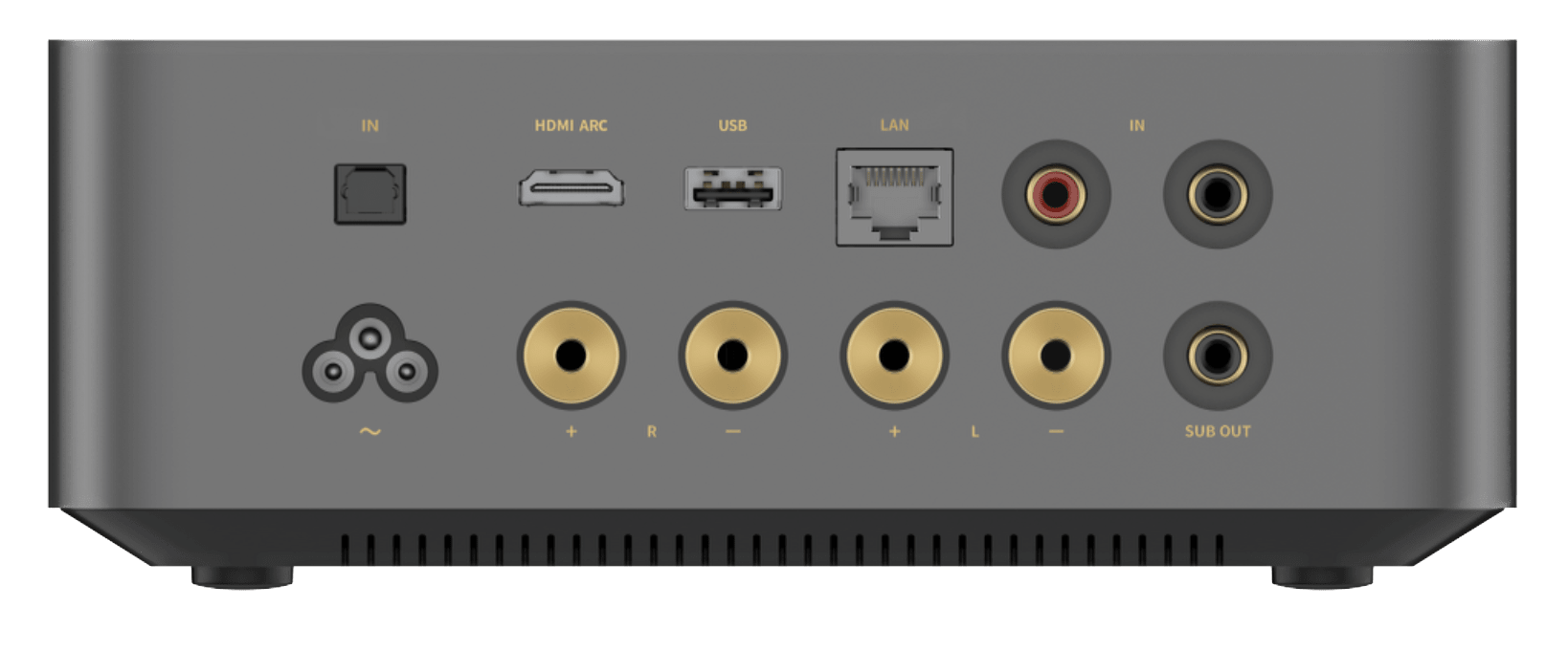 WiiM Amp Ultra Wireless Audio Streaming Amplifier in Space Grey, back