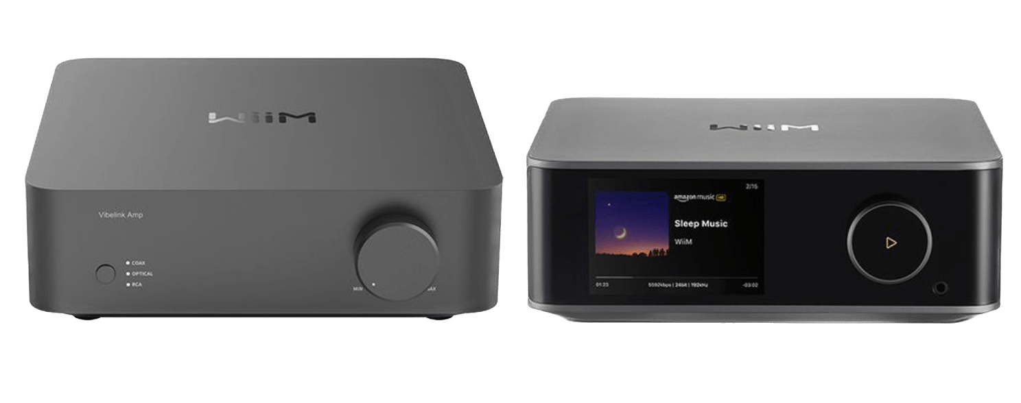 WiiM Vibelink Power Amplifier with Ultra Audio Streamer, side by side